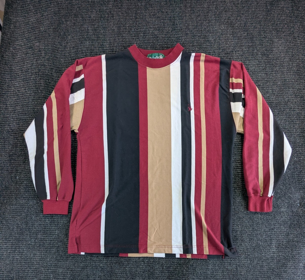 Vintage Knights of Round Table Shirt Mens Medium Multicolor Striped Long Sleeve