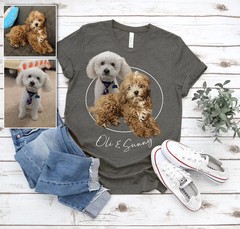 Custom Pet Portrait Comfort Tee Personalized Dog Cat Pet Lover Gift Shirt