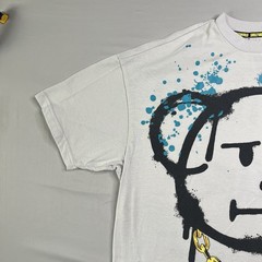 Smiley World T Shirt Men’s Large Gray Graphic Front Back Graffiti Bear Chain