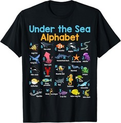 ABC Animals Under Water A-Z Types of Sea Animals Alphabet T-Shirt