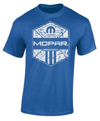 CHECKERED FLAG SPORTS MOPAR AMERICAN MUSCLE MEN’S COTTON ROYAL BLUE TEE SHIRT
