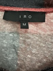 IRO ALESSIO TEE in BUFFALO CHECK Red Black Medium 100% Linen Distressed #AAA5-4