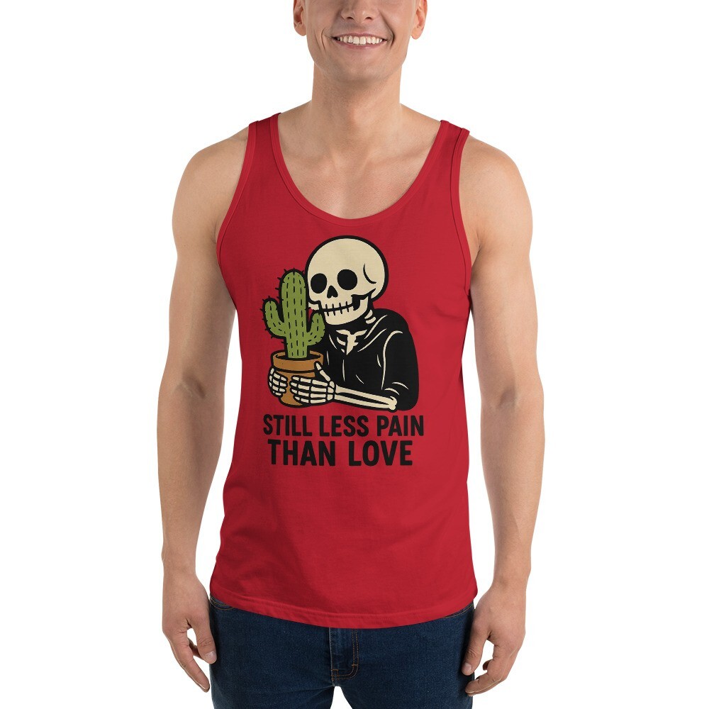 Still Less Pain Than Love Skeleton Cactus Tank Top | Funny DTG Print