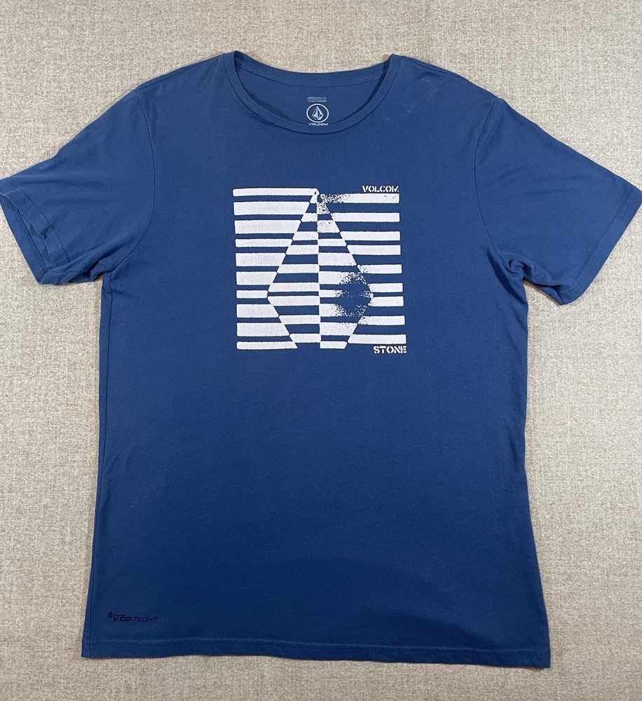 Volcom Stone T-Shirt Blue Men’s Size L Large Geometric Short Sleeve Casual Surf