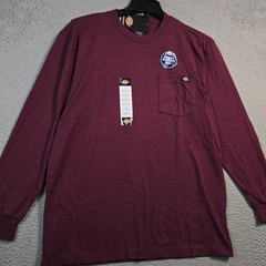 Dickies Heavyweight SHIRT Mens MEDIUM Red Burgundy Work Relaxed Long Sleeve NWT