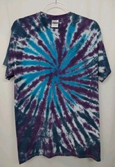 New Tie Dye Mens T-Shirt Purple Blue Adult Medium Multicolor Summer Swirl Spiral