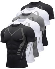 5/3 Pack Mens Workout Shirts Short Sleeve Black &White Tee Gym Moisture Wicki…