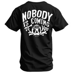 Howitzer Nobody Is Coming To Save You Tactical T Shirt With Skull Graphic Design