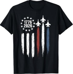 250 Years USA 1776 2026 4th of July Jet Patriotic American T-Shirt