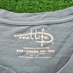 Reel Life Tshirt Mens 2XL Blue Short Sleeve Fishing Hook USA Flag Casual Outdoor