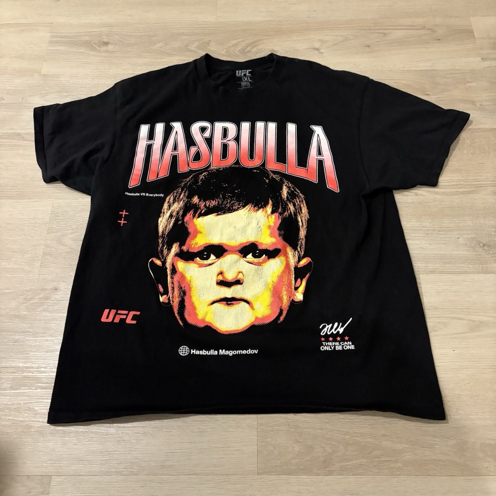 UFC Hasbulla Shirt Men’s XL Black Short Sleeve Cotton Crew Neck Fighting*
