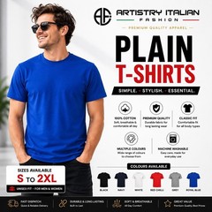 Plain T Shirt 100% Cotton Unisex Mens Womens Crew Neck Casual Tee S-2XL UK