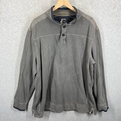 Carbon 2 Cobalt Henley Pullover Mens 2XLT Gray Cotton Long Sleeve Mock Neck EUC