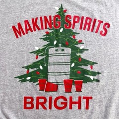 Holiday Time Men’s Gray Christmas T-Shirt Keg Making Spirits Bright Sz XL 46/48