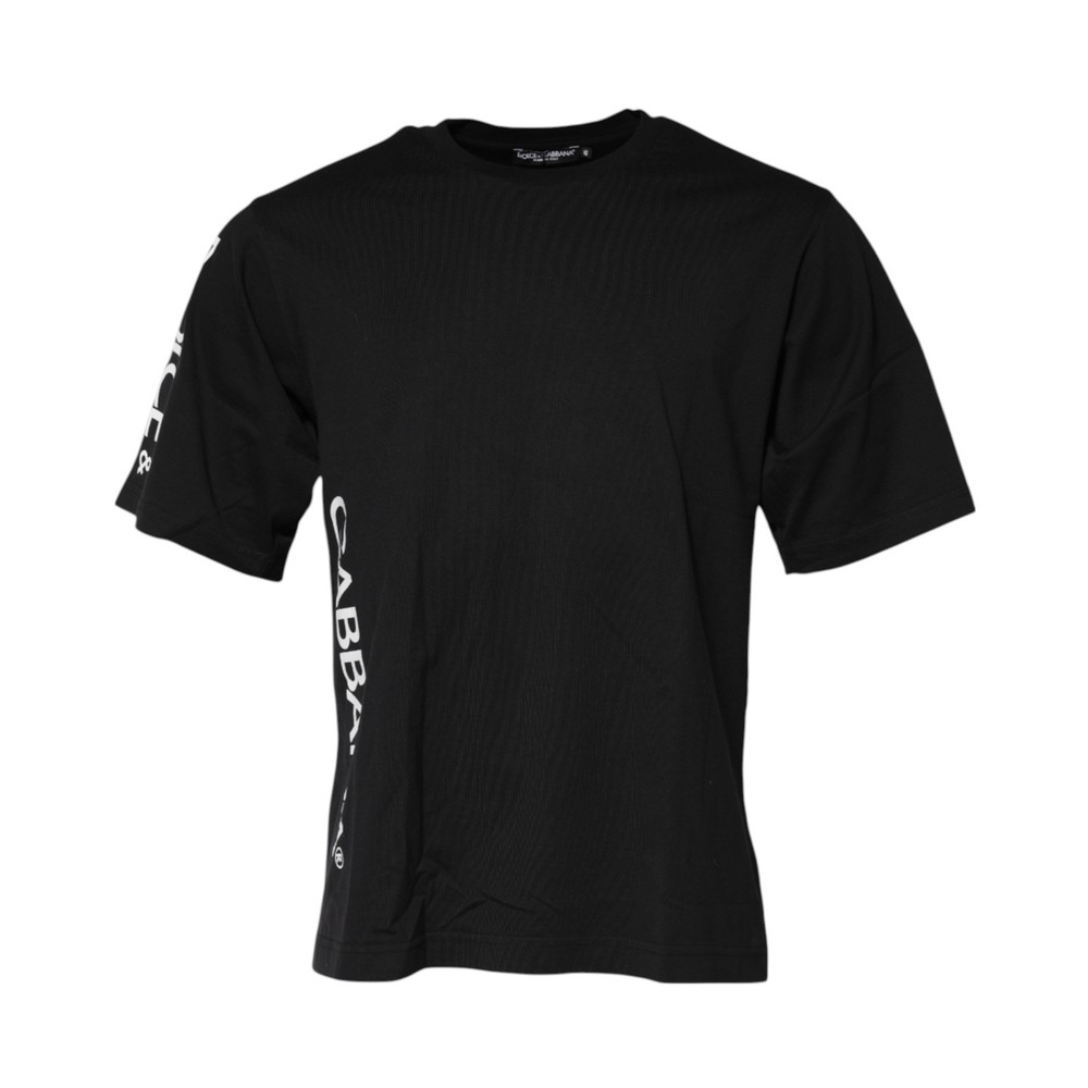 DOLCE & GABBANA T-shirt Black Logo Print Cotton Men Crew Neck IT46/US36/S 750usd