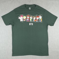 BTS Tiny Tan Shirt Mens Large Green K-Pop Bangtan Boys Christmas Holiday