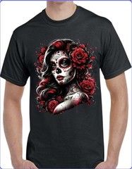 Sugar Skull Catrina Black Men’s T-Shirt Small To 3X-Large Style 6