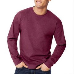 Hanes Men’s X-temp Tagless Long Sleeve Crew Neck Tshirt-Mulled Berry Heather-XL