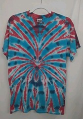 New Tie Dye Men’s T-Shirt Red Blue Adult Medium Multicolor Summer Spider