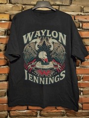 Waylon Jennings Outlaw Country Eagle Black T-Shirt Unisex Black Cotton T-Shirt
