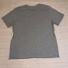 Nike Mens XL Athletic Cut T-Shirt Grey Neon Volt Tennis Ball Colorblock Logo Tee
