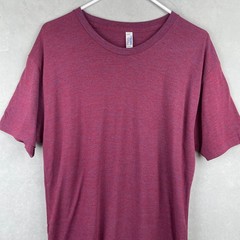 American Apparel Mens Track Shirt Heather Burgundy Tri-Blend Crew Tee L USA Made
