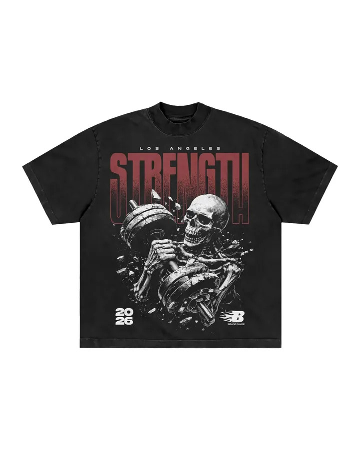 Gym Skeleton Strength Graphic T Shirt Fitness Workout Tee Unisex