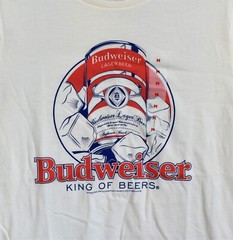 Unisex Old Navy T-Shirt Budweiser Graphic Tee Crew Neck MEDIUM Sea Salt NEW