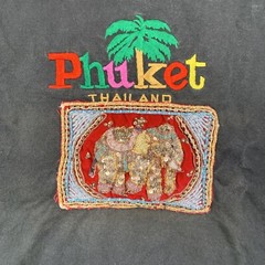 Phuket Thailand Beaded Embroidered 3D Elephant Mens T-Shirt Size L