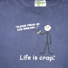 Vintage Y2K Life Is Crap Parody Joke Humor Shirt Size XL Blue
