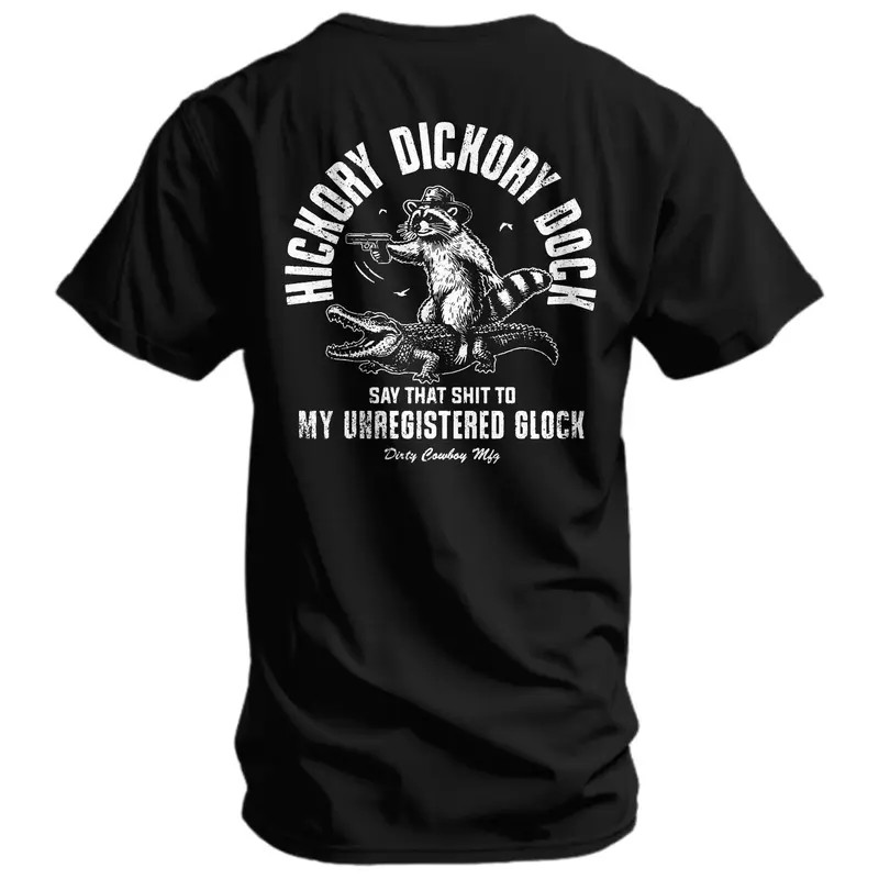 Hickory Dickory Dock Men’s T-Shirt, Tactical Graphic Tee, Work Out Top Streetwea