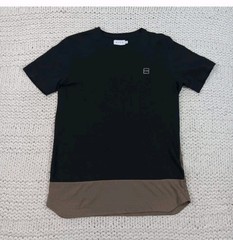 King Men’s Color Block Black And Brown Contrast Hem Short Sleeve Casual Shirt