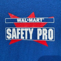 Vintage Walmart Safety Pro Employee T Shirt Hanes Blue Adult Medium (38-40)