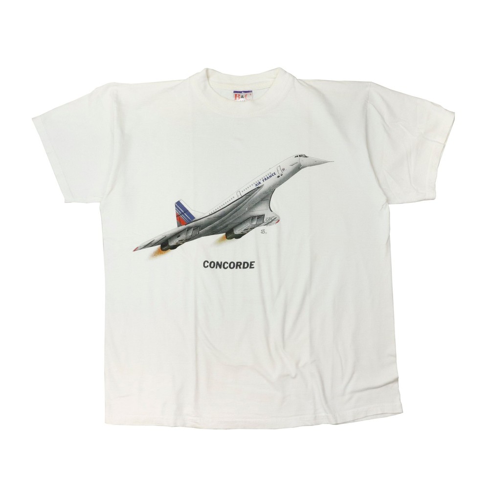 Vintage Concorde Air France Plane Flight Graphic T-Shirt Size M
