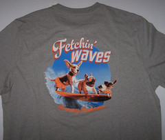 NWT Tommy Bahama Gray Heather FETCHIN’ WAVES Surfing DOGS Tee T-Shirt Men’s L