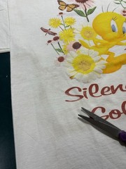Vintage 90s Looney Tunes Tweety Bird T Shirt XL White Double Sided Flowers