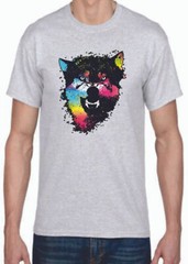 Adult DryBlend® T-Shirt – ( COLORFUL TECHINCOLOR / NEON WOLF / WOLVES)