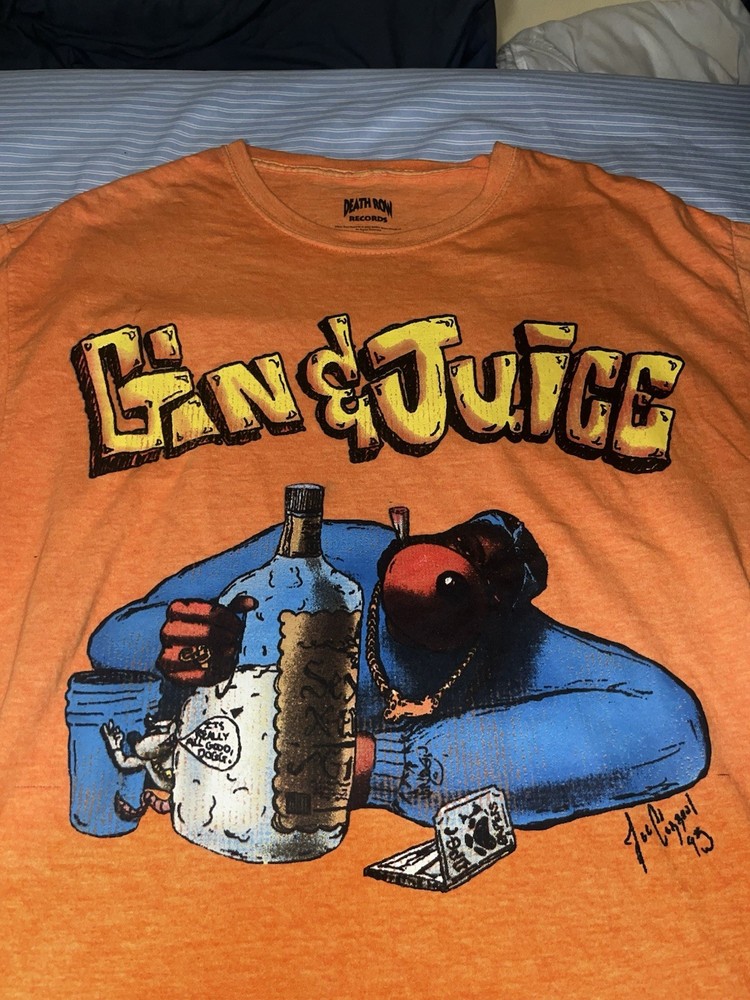 NWOT Death Row Records Snoop Doggy Dogg Gin & Juice Rap Tee M/L Orange
