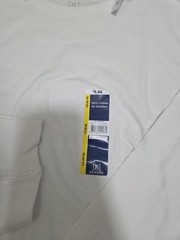 George Men’s White Long Sleeve Crew Neck 100% Cotton Pocket T-Shirt L/G