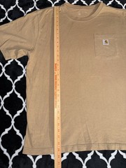 Carhartt Mens Short Sleeve T-Shirt Size Large Tan Loose Fit Casual Work Wear