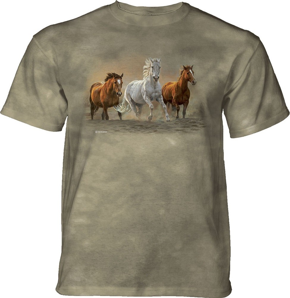 Horse On The Run Gallop Horses Equine Western Spirit Green Mountain Shirt S-3X