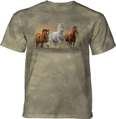 Horse On The Run Gallop Horses Equine Western Spirit Green Mountain Shirt S-3X