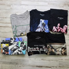 Lot of 6 Attack on Titan Anime Graphic T-Shirt Lot Size Adult MED
