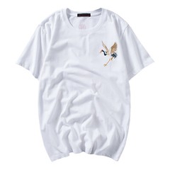 MFCT Japanese Streetwear Crane Embroidery Graphic Tees Men
