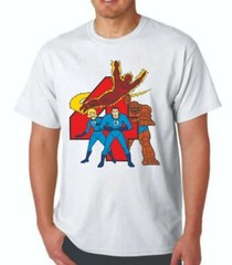 THE FANTASTIC FOUR RETRO CARTOON SHIRT T-SHIRT CLASSIC COMIC CARTOON 4