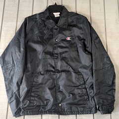 VTG Champion Lined Windbreaker Jacket Boys Youth Small Black Daily Active Wear
