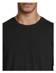 ATHLETIC WORKS Men’s L (42-44) Tri-Blend Pocket Tee Short Sleeve • Rich Black