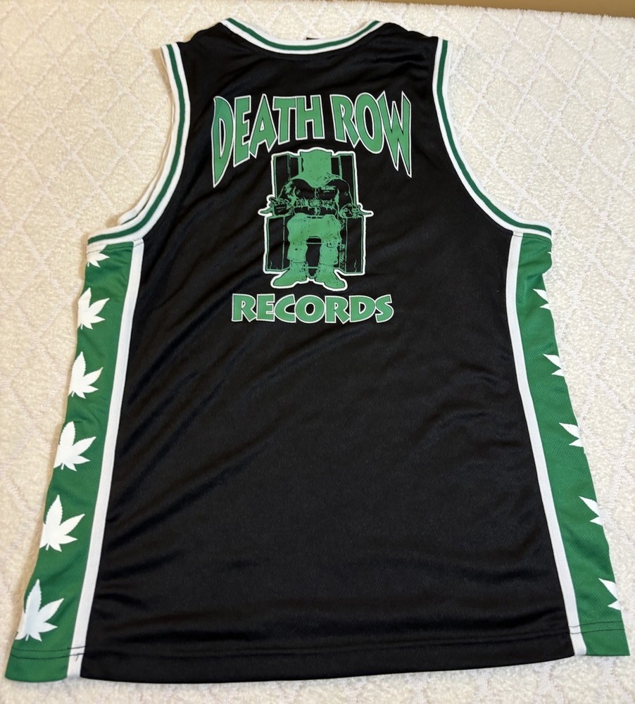 Official Death Row Records 2 Sided Jersey Green Leaf Sides Two Hip Hop Size M