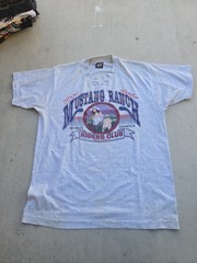 Vintage 90s Single Stitch Mustang Ranch Brothel Pinup T-shirt Nevada Size L