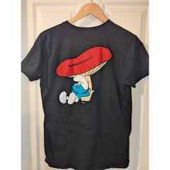 Smurfs Graphic T Shirt Double Sided 100% Cotton Funny Cute Mushroom Adult M